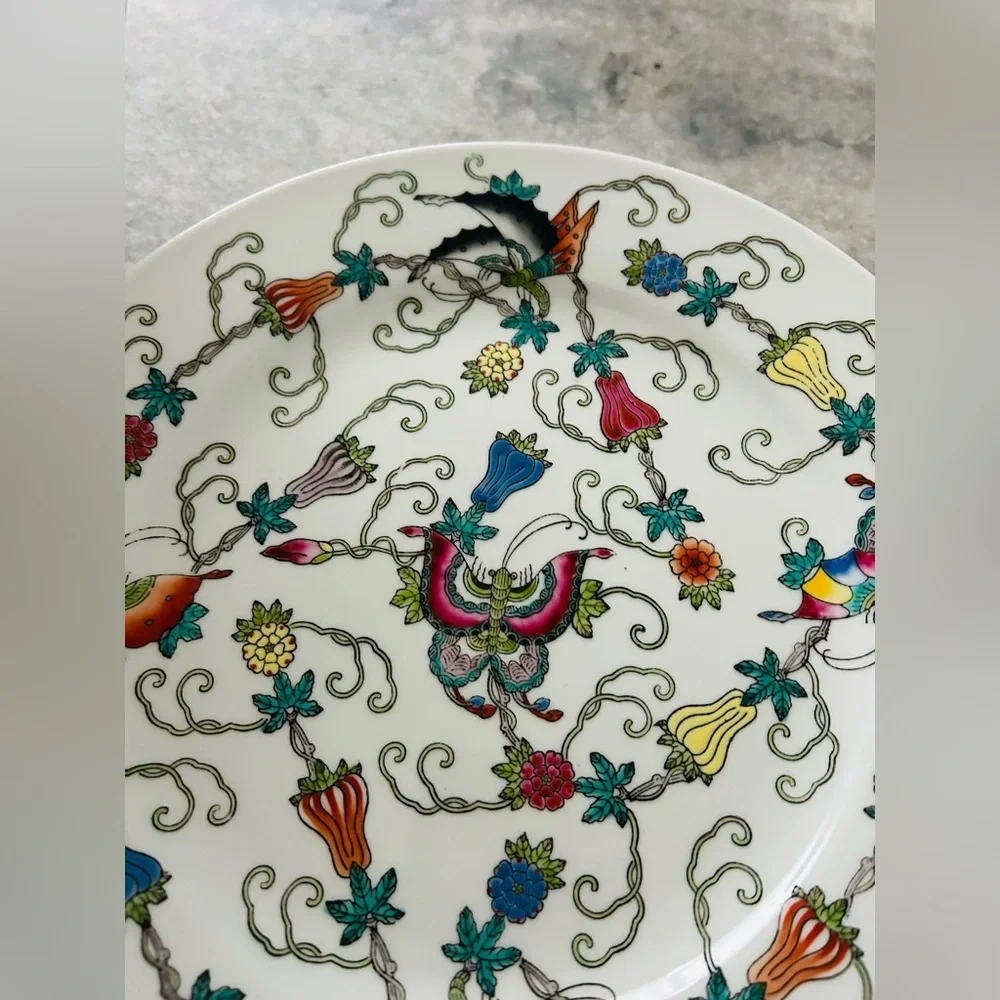 🛑SOLD🛑 Vintage Set of 4 Mid Century Jingdezhen Zhongguo Butterfly Dinner Plates - Picture 4 of 6